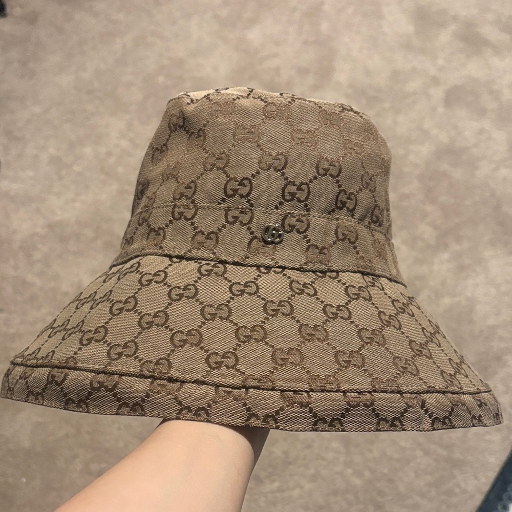 Beige Monogram Bucket Hat